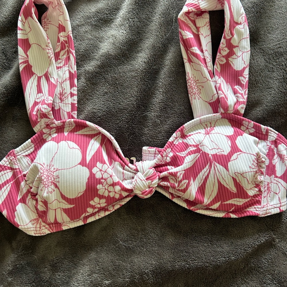 Target Pink and White Floral Bikini Top